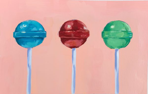 lollipop painting, acrylic painting, original artwork for sale, acrylic on paper, Leigh Ann Torres, Austin artist