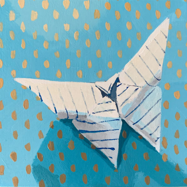 origami butterfly, original acrylic painting, Leigh Ann Torres, Austin artist