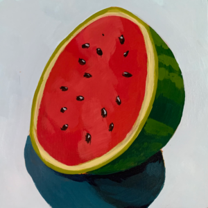 watermelon half, acrylic painting, original acrylic painting, Austin artist, Leigh Ann Torres