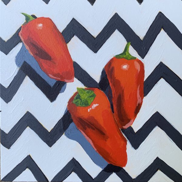 peppers on chevron, pepper painting, leigh ann torres