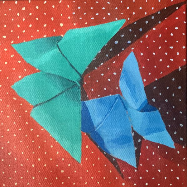 origami butterfly painting, original acrylic paintings, Austin artist, Leigh Ann Torres, artwork for sale