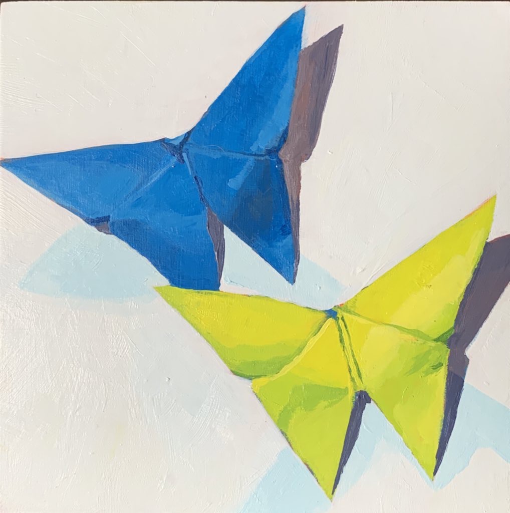 Blue and Yellow Origami Butterflies