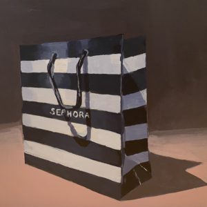 Sephora bag painting, acrylic painting, Leigh Ann Torres