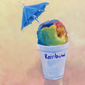 rainbow sno cone, original acrylic painting, Leigh Ann Torres