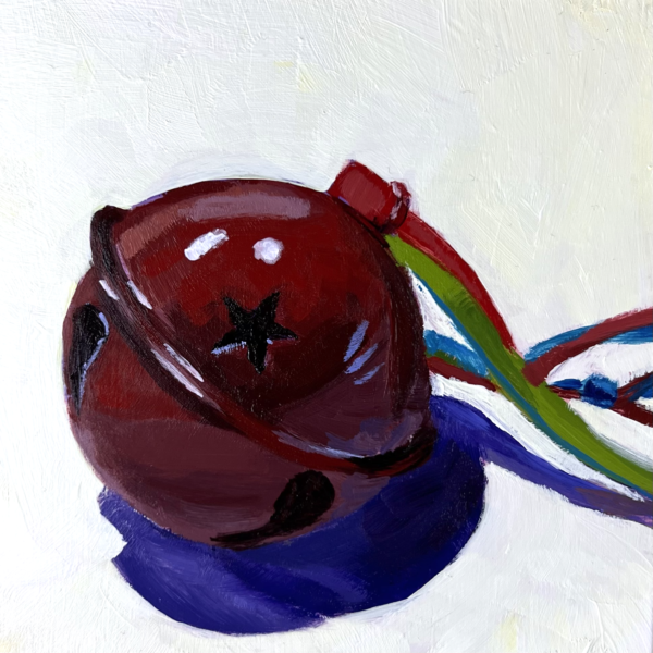 red jingle bell painting